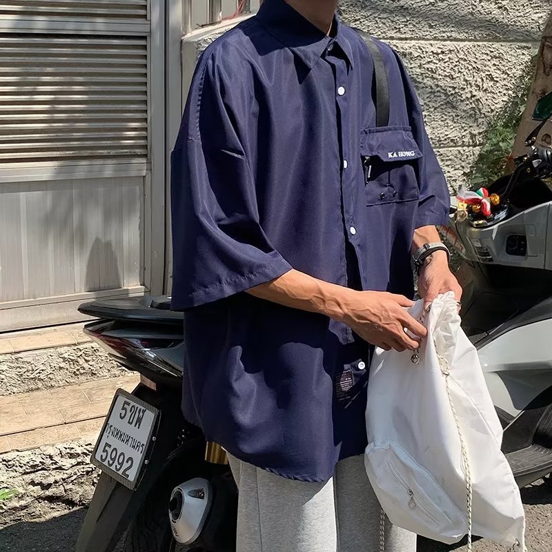 Áo Sơ Mi Tay Ngắn Dáng Rộng Thời Trang Mùa Hè Hàng Mới 2023 Dành Cho Bạn Nam
