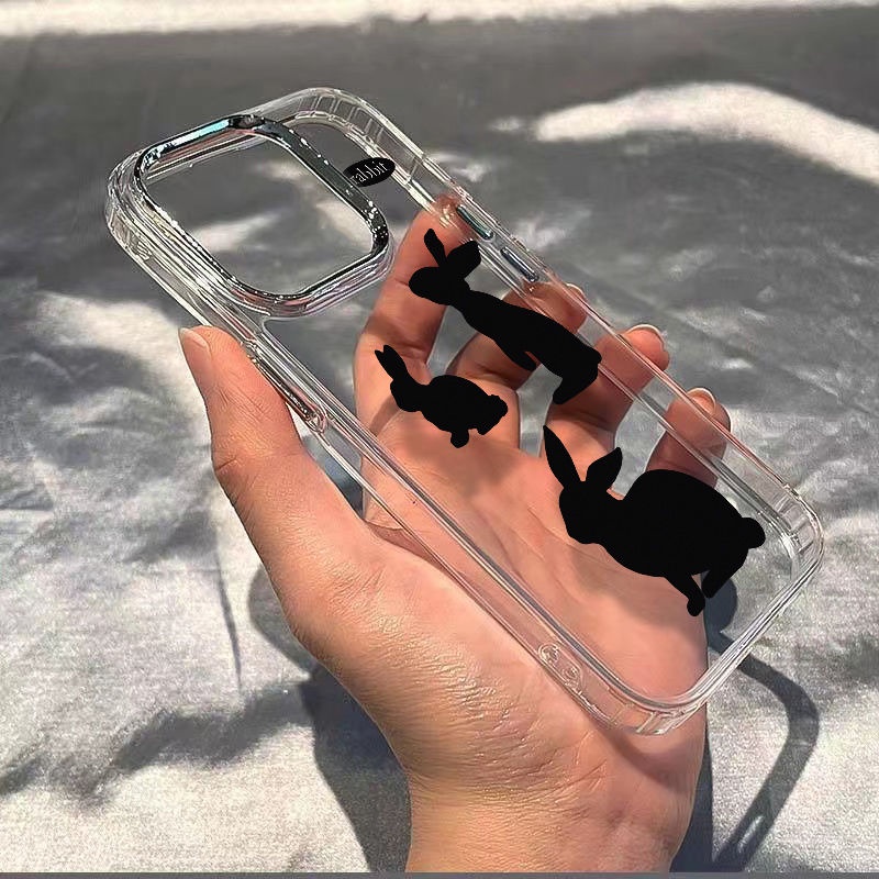 ✅Ốp Điện Thoại Dẻo Họa Tiết Chú Thỏ Đen Dễ Thương Chống Sốc Cho Iphone118 713In / 14proiPhone12plus