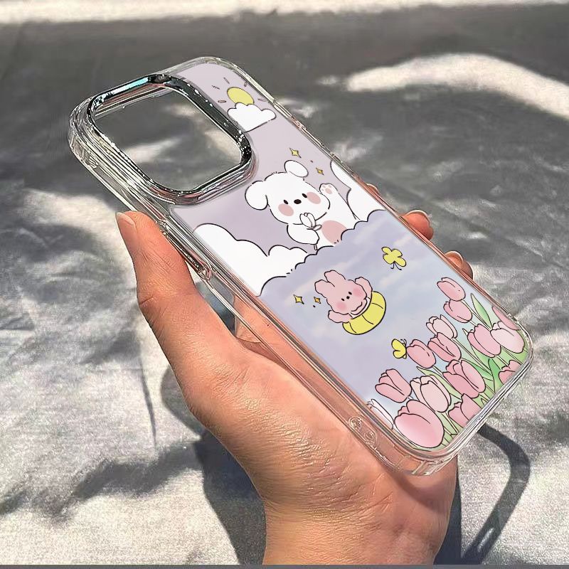 ✅Ốp Điện Thoại Mềm Chống Sốc Hình Hoa Tulip Và Thỏ Cho Iphone max8 / plus11 1314pro 7iPhone12 OF9K