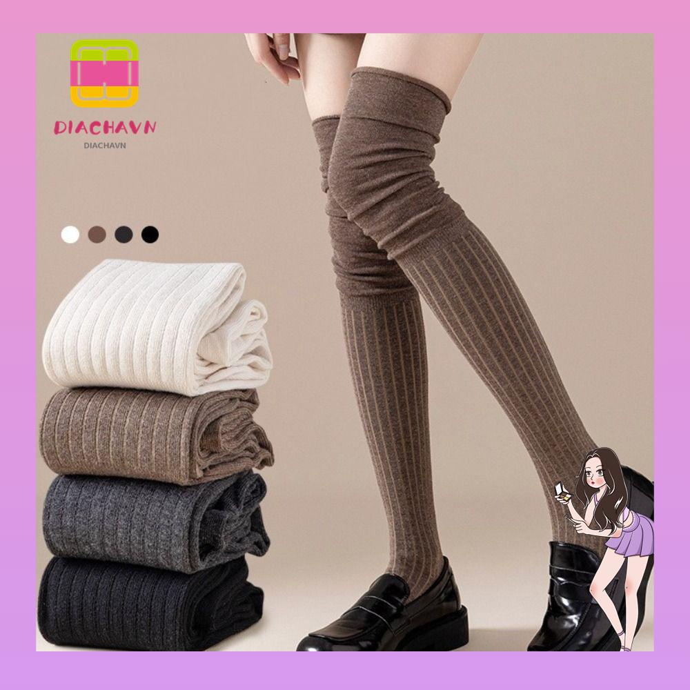 1 Đôi Tất Cotton Dài Đến Đầu Gối Thời Trang Cho Nữ