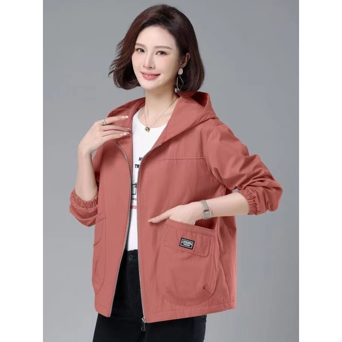 Set 5 Áo Khoác Ngắn Có Nón Dáng Rộng Thời Trang Xuân Thu 2023 Cho Nữ Trung Niên