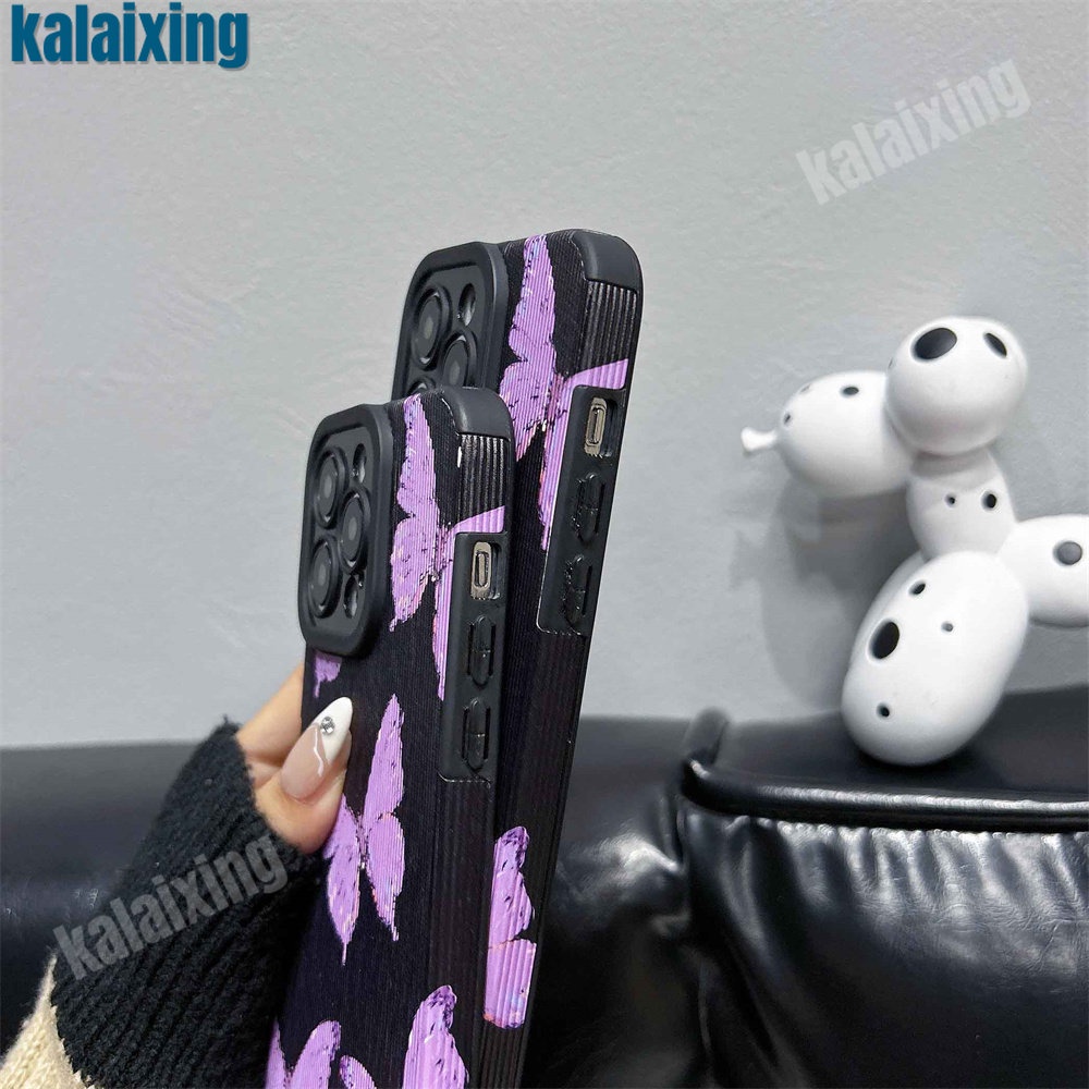 Ốp Điện Thoại Dẻo Viền Đen Họa Tiết Bươm Bướm Cho iPhone 11 12 13 14 Pro Max 14 Plus Xs Max X XR 7 8 Plus