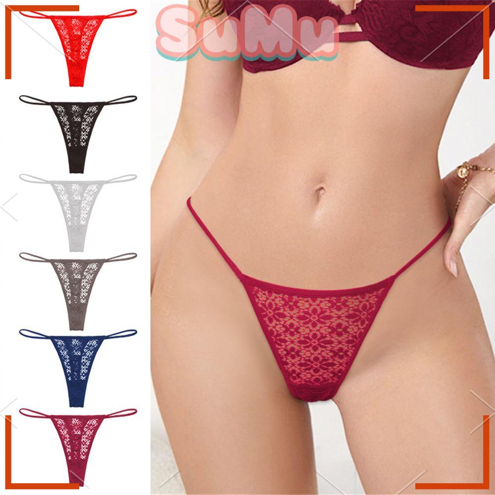 Quần Lót Chữ T Không Đường May Co Giãn Thêu Hoa Xinh Xắn Dành Cho Nữ