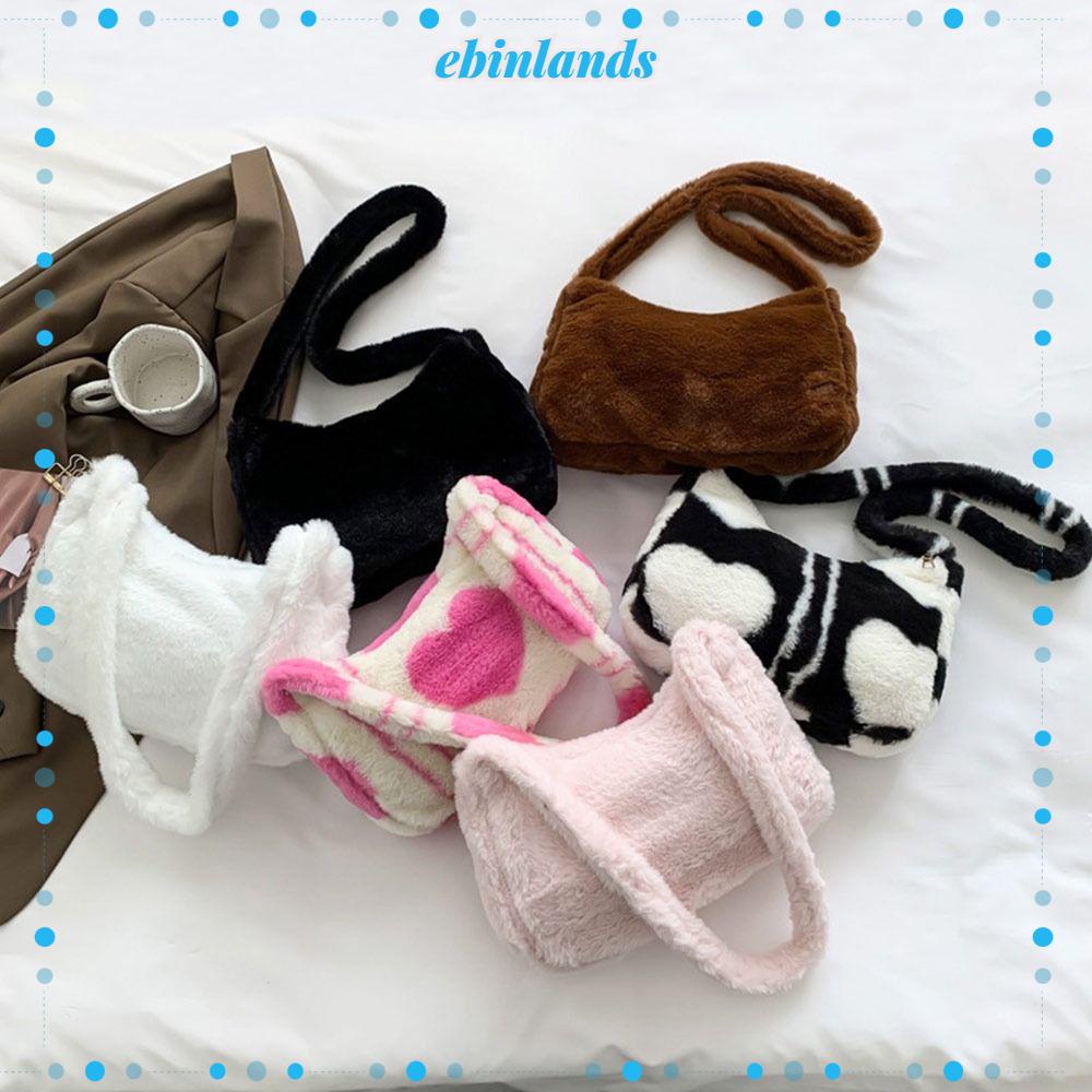 Túi Đeo Chéo Lông Xù Hình Trái Tim Dễ Thương Thời Trang Cho Nữ