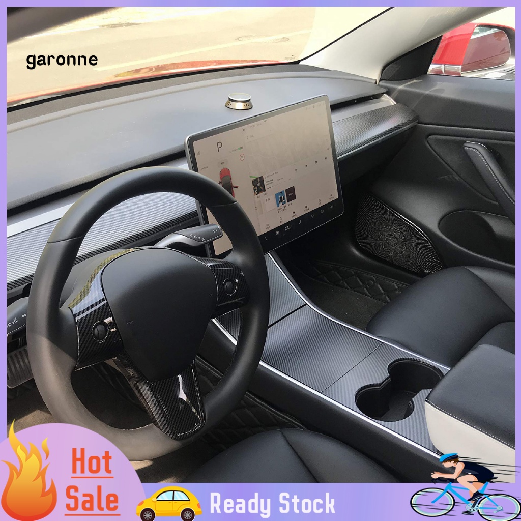 Tấm Bọc Bảng Điều Khiển Trung Tâm Bằng Sợi Carbon Chống Nước Dễ Lắp Đặt Cho Tesla Model3 19-20