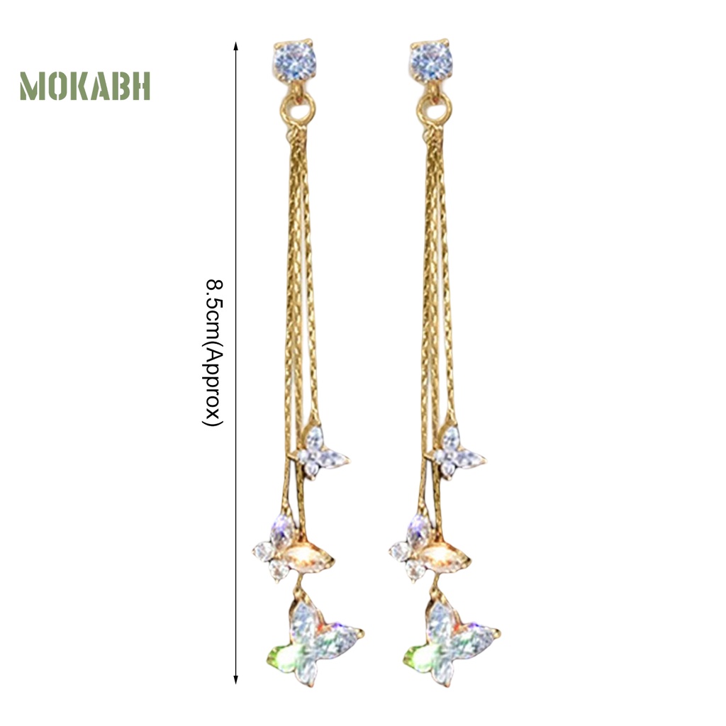1 Đôi Bông Tai Hình Con Bướm Có Đính Đá Zircon Lấp Lánh Phong Cách Bohemia Dành Cho Nữ