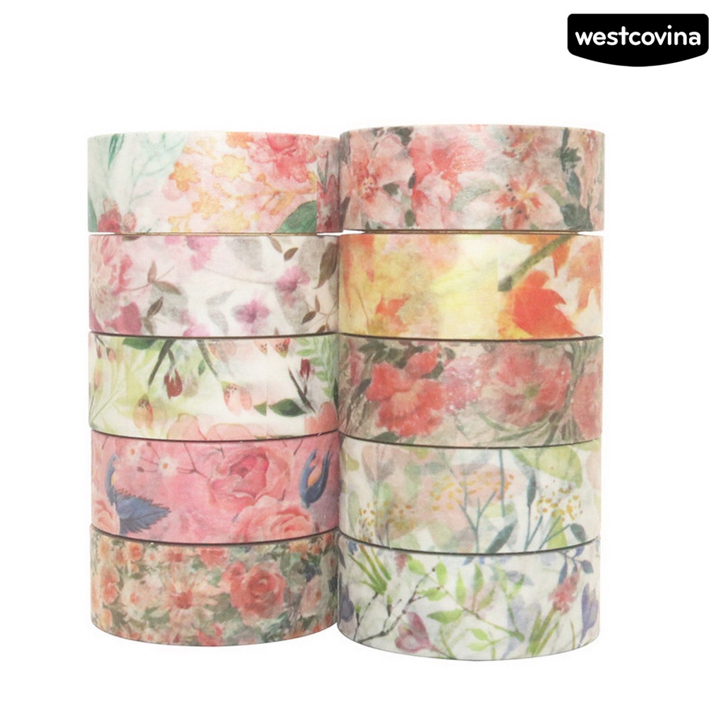 [WSTN]✎Set 20 Cuộn Băng Dính Washi In Họa Tiết Hoa Có Thể Tháo Gỡ Trang Trí Sổ Tay