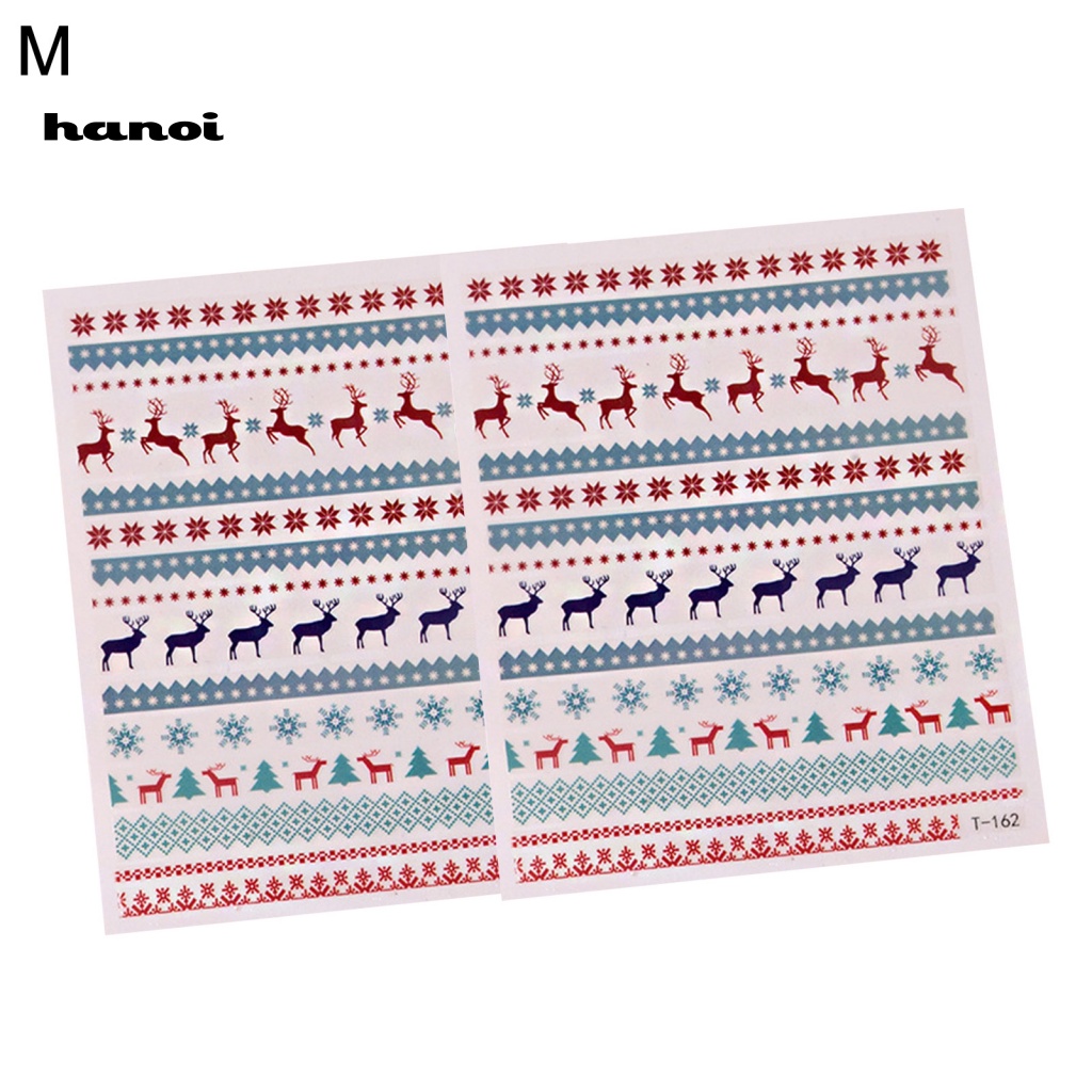 Set 2 Miếng Dán Trang Trí Móng Tay Tự Dính Bằng PVC Siêu Mỏng Chống Nước In Họa Tiết Hoạt Hình Giáng Sinh