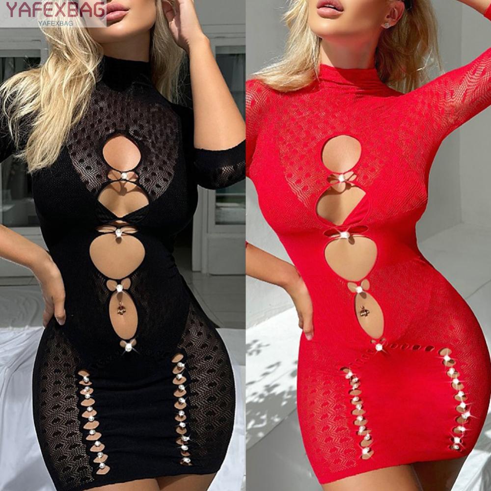 Women Sexy Lingerie Long Sleeve Fishnet Body Stocking Bodysuit Nightwear Dress wsm ermh  ab e whb
