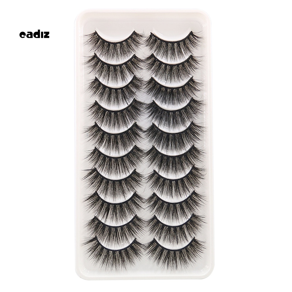 Set 10 Cặp Lông Mi Giả Sợi Fiber Nối Dài Trang Điểm Mắt Sành Điệu Cho Nữ
