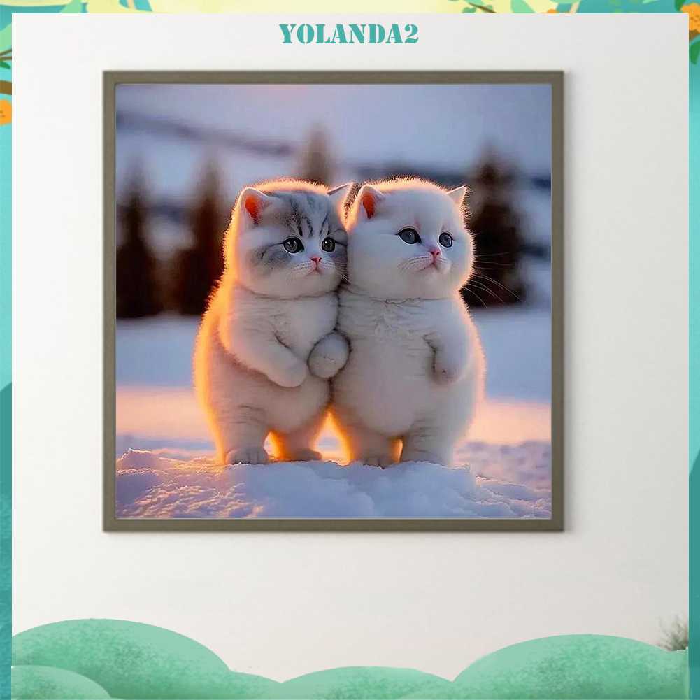 Tranh Đính Đá Kim Cương Toàn Bộ 5D DIY Hình Vẽ Mèo Trang Trí Nhà Cửa