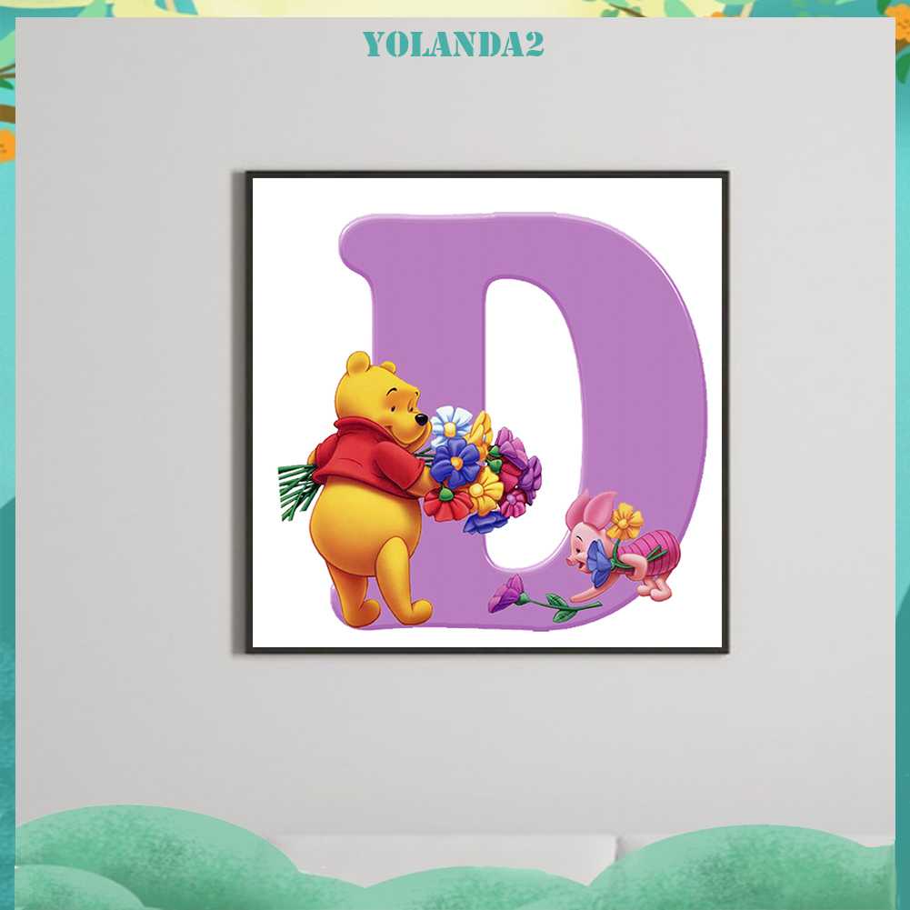 Tranh Đính Đá Kim Cương Toàn Bộ 5D DIY Hình Vẽ Chữ D Winnie Trang Trí Nhà Cửa
