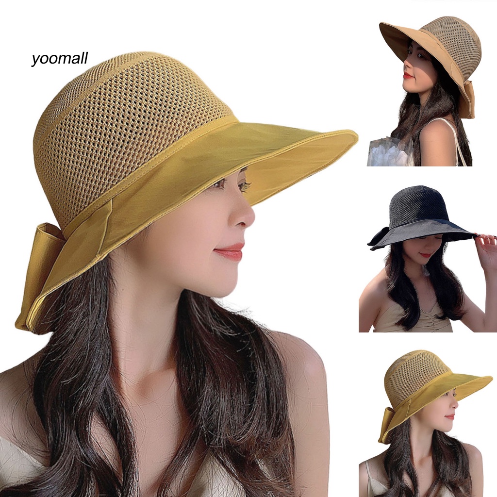 Mũ Tai Bèo Vành Rộng Thoáng Khí Đính Nơ In Chữ Thời Trang Cho Nữ