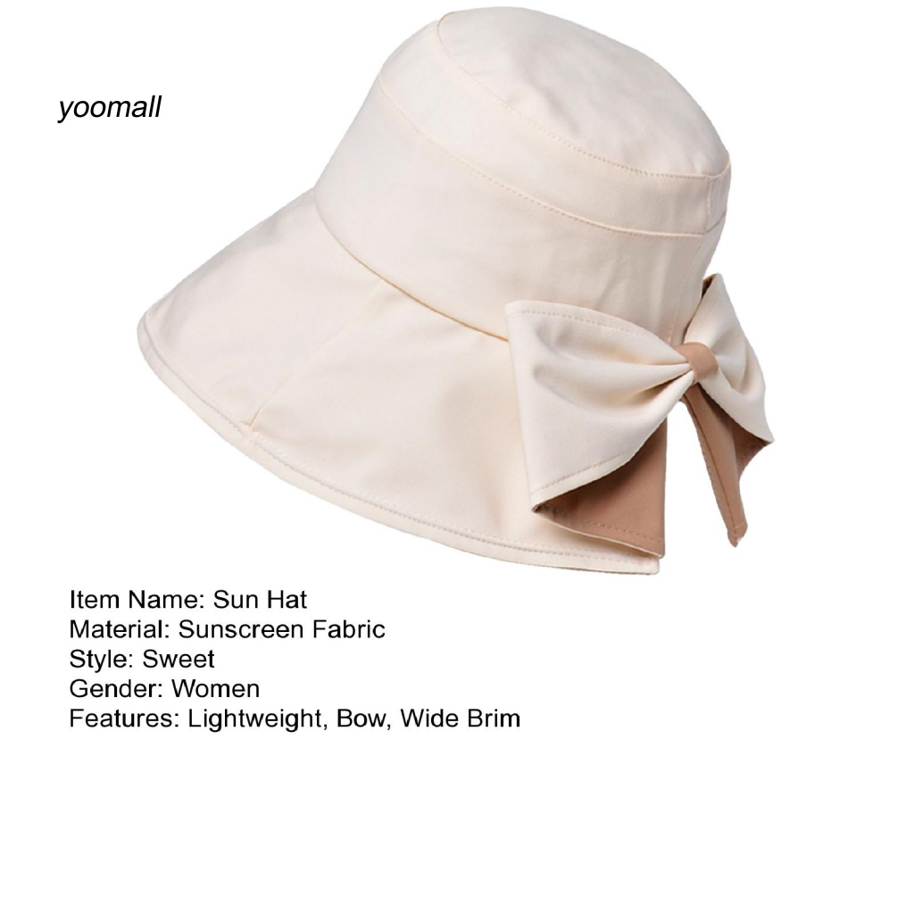 Nón Vành Tròn Phẳng Trang Trí Nơ Che Mặt Chống Nắng Mùa Hè Cho Nữ