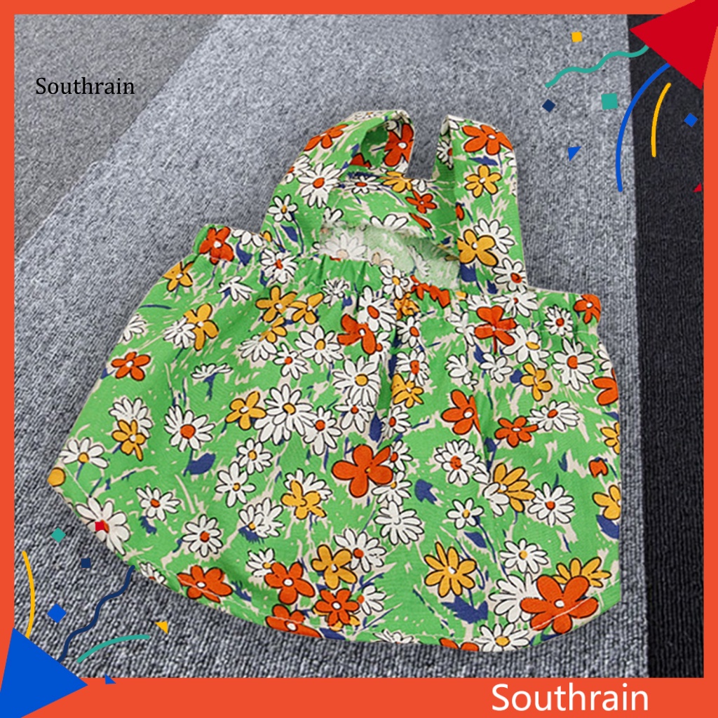 Đầm Không Tay Co Giãn In Họa Tiết Hoa Và Cà Rốt Thời Trang Cho Cún Cưng