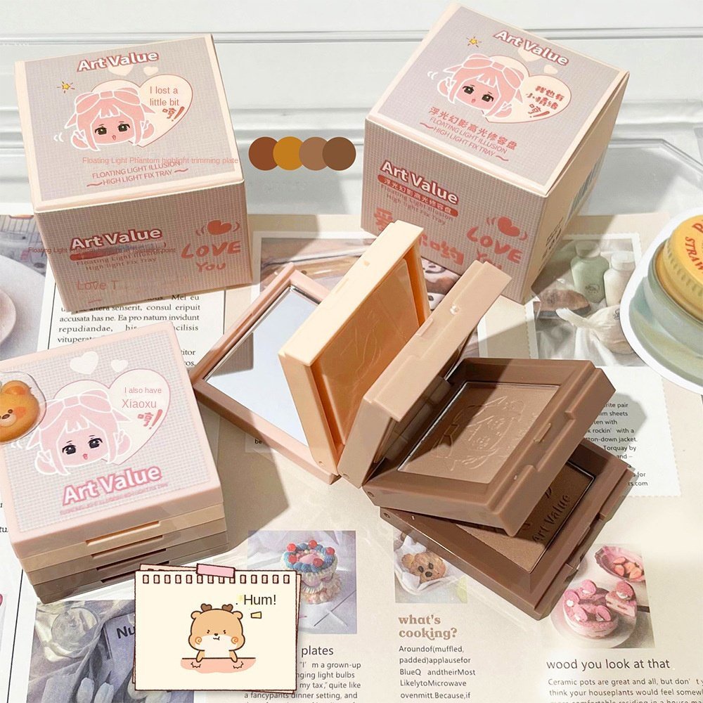 Hộp Phấn Má Hồng Bắt Sáng Tạo Khối Trang Điểm Tự Nhiên Kháng Nước Lâu Trôi Dễ Thương