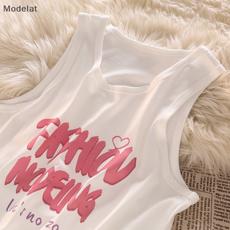 Áo Sát Nách Cổ Tròn Dáng Rộng In Chữ Phong Cách Retro Mỹ Thời Trang Mùa Hè Cho Nữ