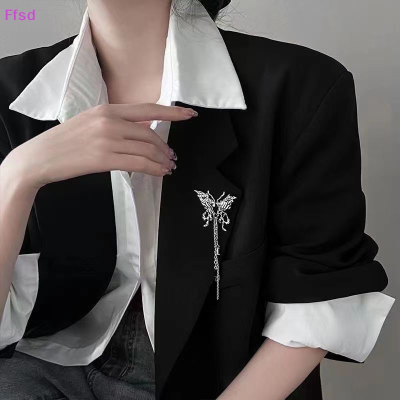 {Ffsd} Mặt Vòng cổ Hợp Kim Phối Dây Tua Rua Hình Bướm Phụ Kiện Trang Sức Áo Khoác Vest Cho Nữ * Bán Chạy