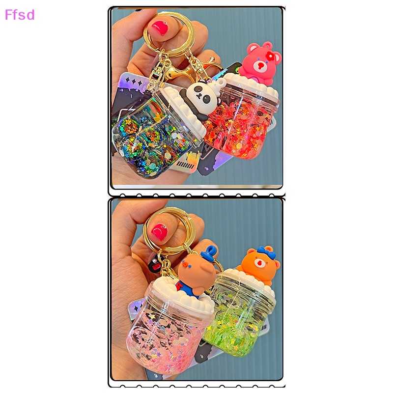 {Ffsd} Móc Khóa Cốc Nước Uống Di Chuyển Hạt Bong Bóng Hình Gấu Trúc Hoạt Hình