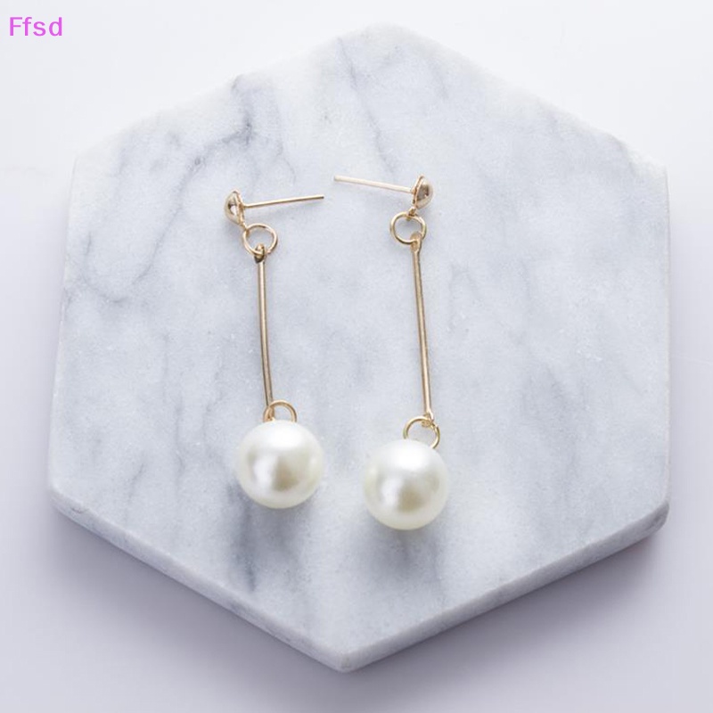 1 Đôi Bông Tai Dáng Dài Đính Ngọc Trai Nhân Tạo Màu Vàng Thời Trang Hàn Quốc Cho Nữ