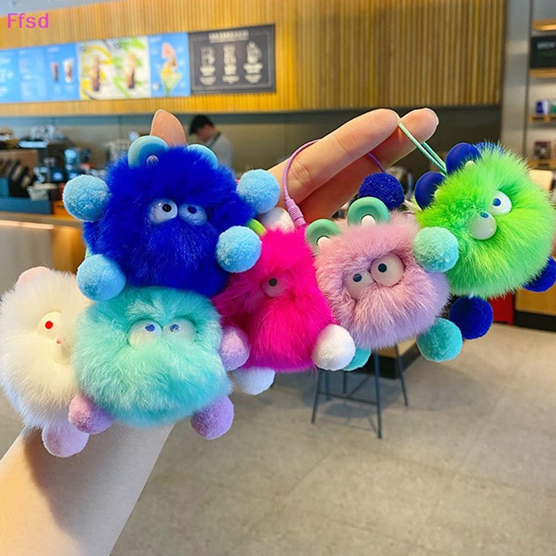 {Ffsd} Móc Chìa Khóa Xe Hơi Bằng Lông Thỏ Rex Tự Nhiên Có Dây Đeo Quà Tặng Cho Bạn Gái / Túi Xách Nhỏ Briquettes Dễ Thương *