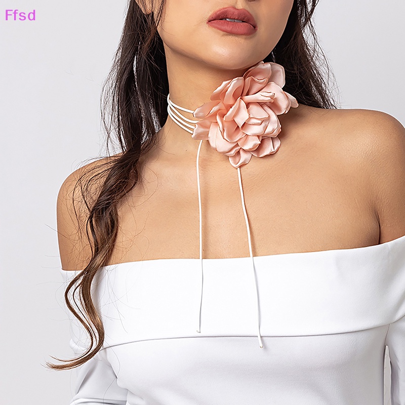 Luimo Vòng Cổ choker Hình Nơ Hoa Hồng Lớn Có Thể Điều Chỉnh Được * Bán Chạy