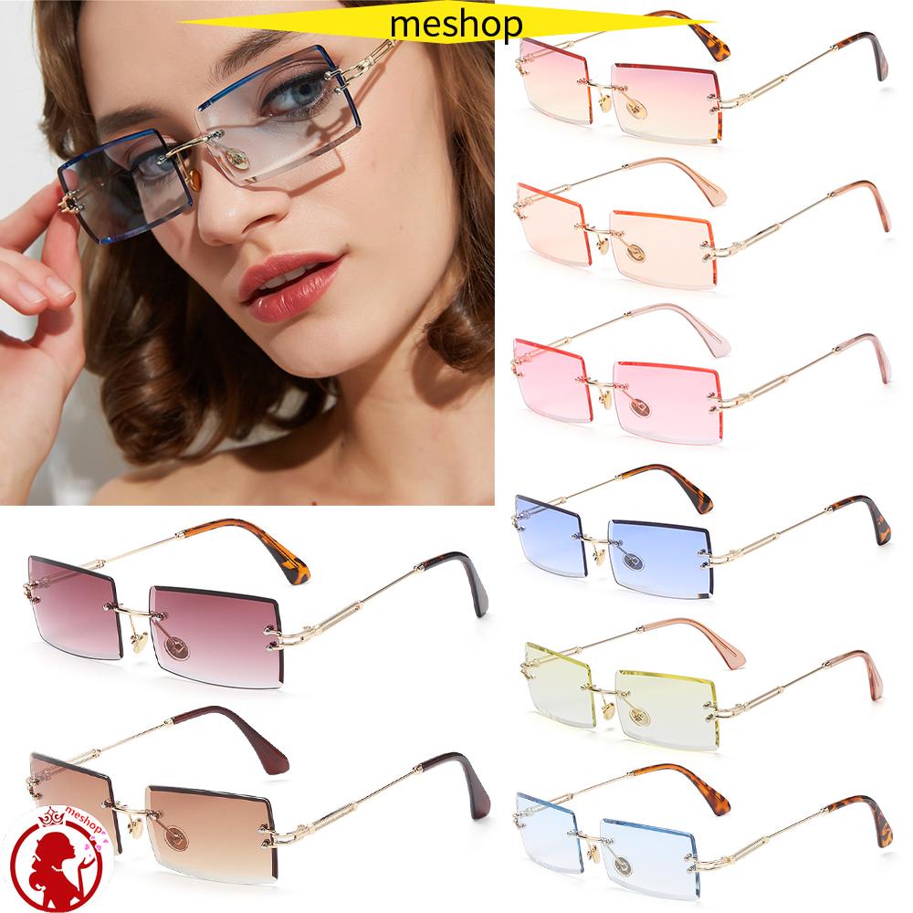 Kính Mát Hình Chữ Nhật Gọng Kim Loại Chống Tia UV400 Phong Cách Retro