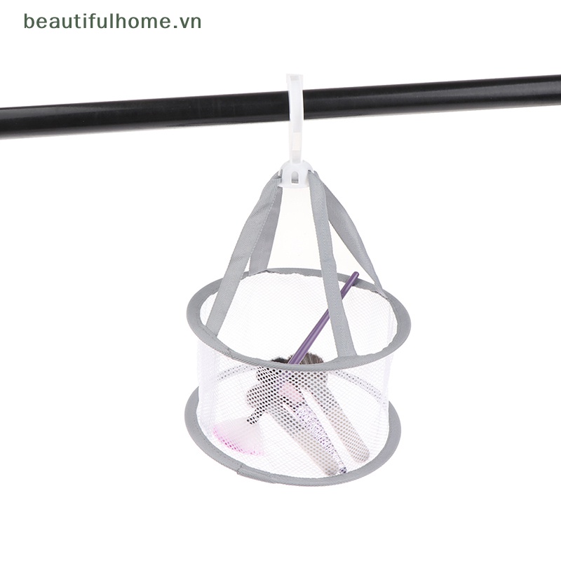 Giỏ Lưới Phơi Khô Cọ Trang Điểm Có Móc Treo Tiện Dụng