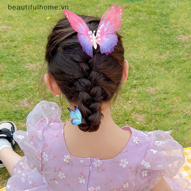 Kẹp Tóc Hình Cánh Bướm Đính Ngọc Trai Xinh Xắn Cho Bé Gái