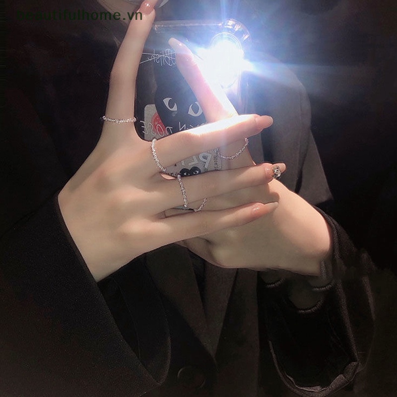 Nhẫn Bạc Tối Giản Sáng Bóng Có Thể Điều Chỉnh Thời Trang Cho Nữ