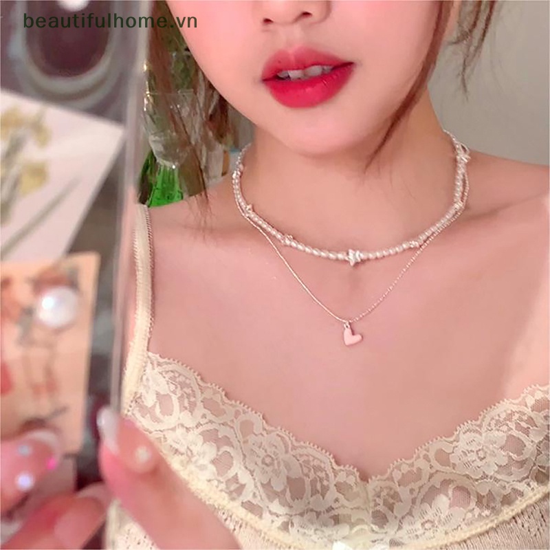 [beautifulhome] Vòng cổ Chuỗi Hạt Ngọc Trai / Ngôi Sao / Trái Tim Xinh Xắn Ngọt Ngào Thời Trang Cho Nữ [beauty]