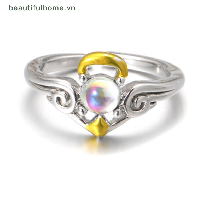 Nhẫn Cặp Đôi Hình Cánh Thiên Thần Và Mặt Trăng Đính Đá Có Thể Điều Chỉnh Thời Trang