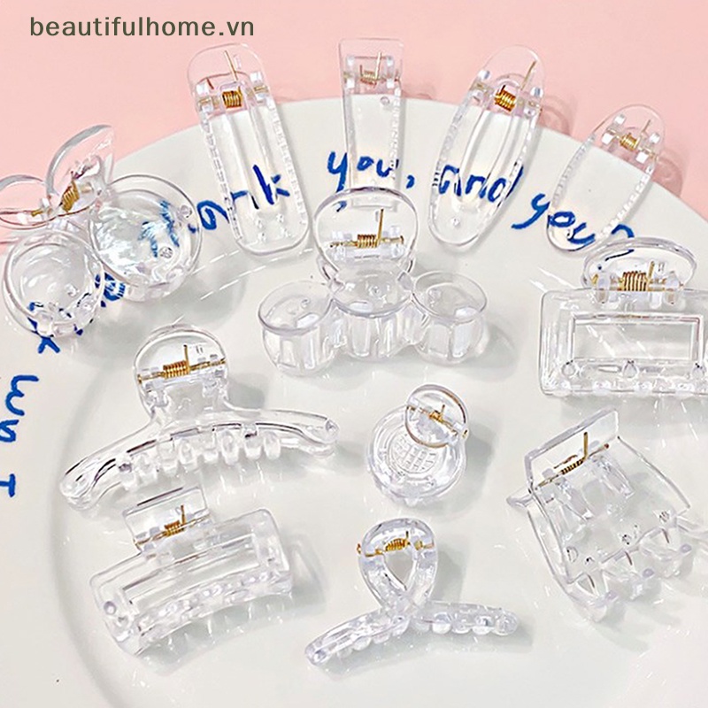 Set 10 Kẹp Tóc Càng Cua Bằng Nhựa Resin Trong Suốt Đơn Giản Thời Trang Cho Nữ