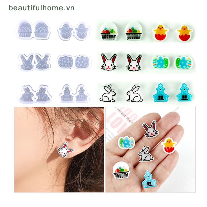 [beautifulhome] Khuôn Silicon Làm Mặt Trang Sức Hình Thỏ Phục Sinh / Trứng Phục Sinh / Mặt Dây Chuyền Trang Trí Bằng Epoxy Resin Dễ Thương DIY [beauty]
