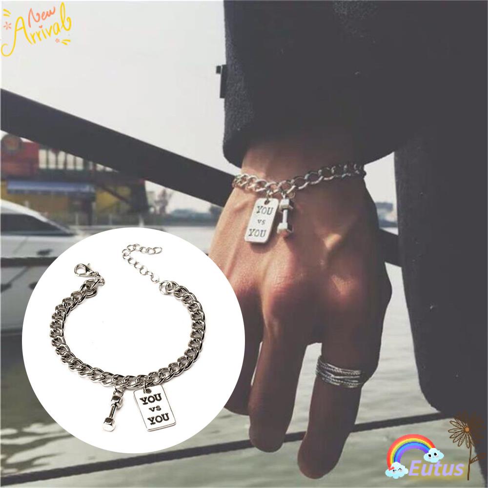 Vòng Đeo Tay Mặt Hình Quả Tạ Thời Trang Dành Cho Nam