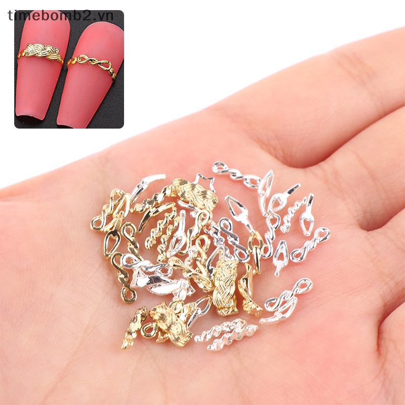 Set 10 / 20 Dây Xích Kim Loại Màu Vàng / Bạc Trang Trí Móng Tay Nghệ Thuật DIY