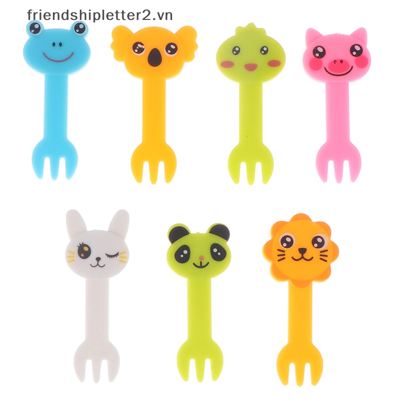 Set 7 / 8 / 10 Nĩa Ăn Trái Cây Hình Động Vật Hoạt Hình Mini