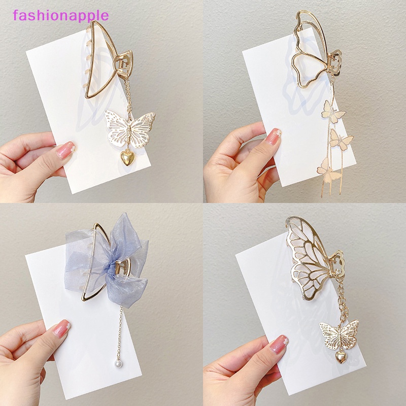 1 Kẹp Tóc Cánh Bướm Kim Loại Màu Vàng Sang Trọng