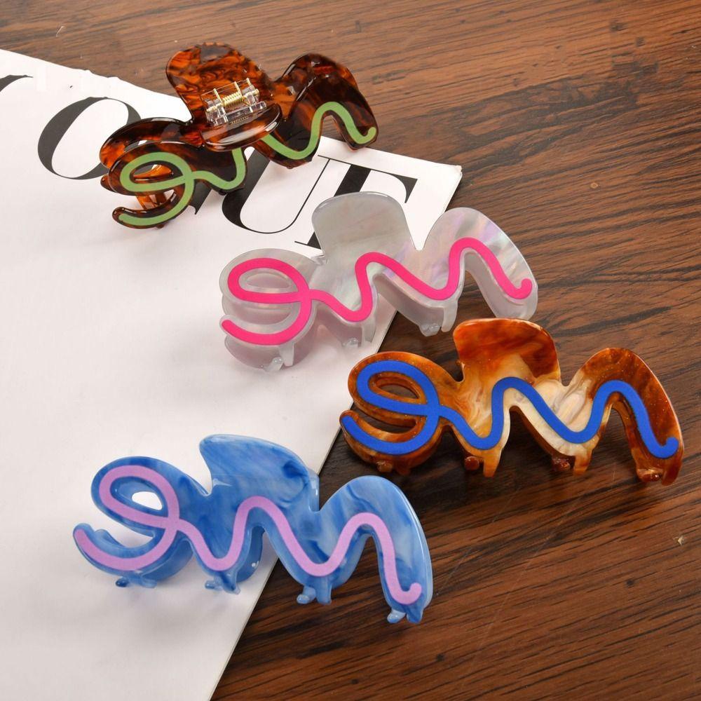 Mxgoods Kẹp Tóc Móng Vuốt Hình Học Cỡ Lớn Acetate Hình Rắn Cho Nữ