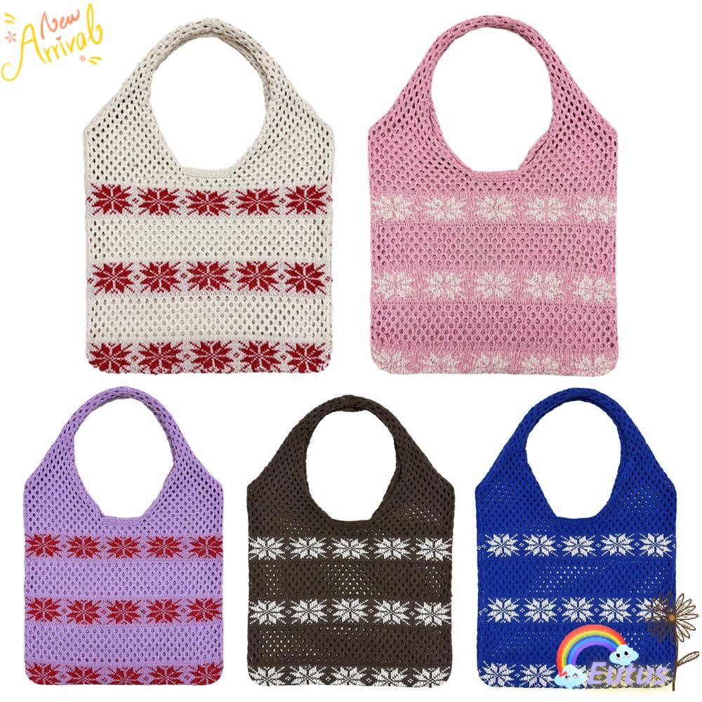 Túi Xách Đan Len Cỡ Lớn Thiết Kế Đục Lỗ Thời Trang