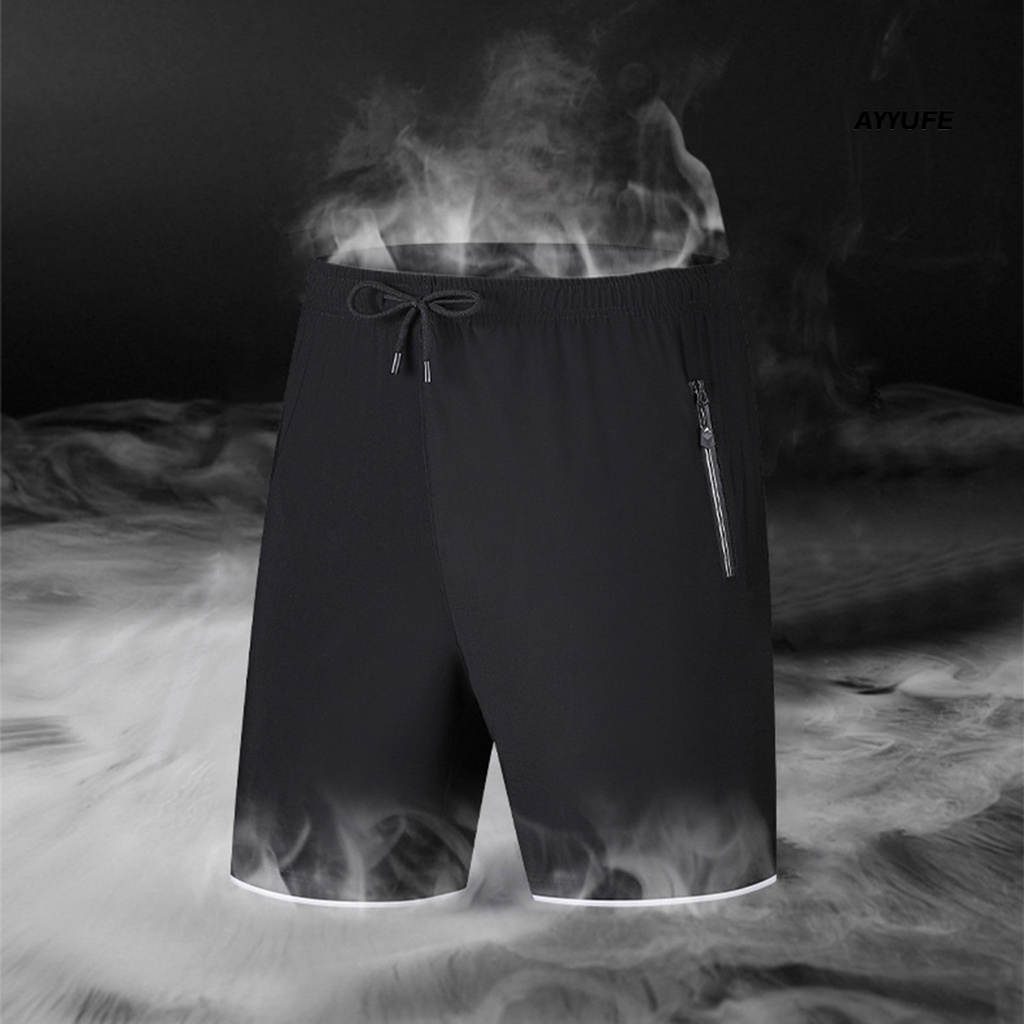 Quần Short Lưng Thun Dây Rút Bằng Lụa Lạnh Có Túi Dành Cho Nam