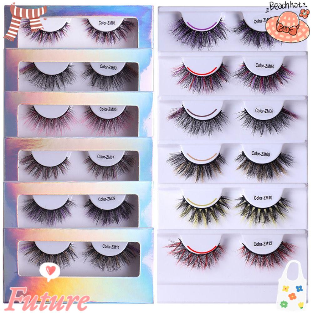 Lông Mi Giả 3D Bằng Polychrome Màu Xanh Dương / Hồng Dùng Hóa Trang Tiệc Halloween