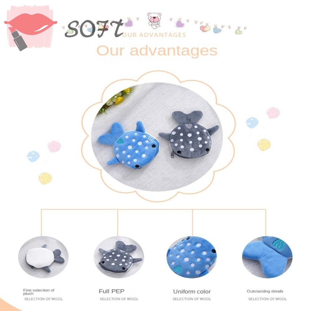 Túi Đựng Tai Nghe / Chìa Khóa Hình Cá Mập Nhồi Bông Mềm Mại Dùng Làm Quà Tặng Cho Bé