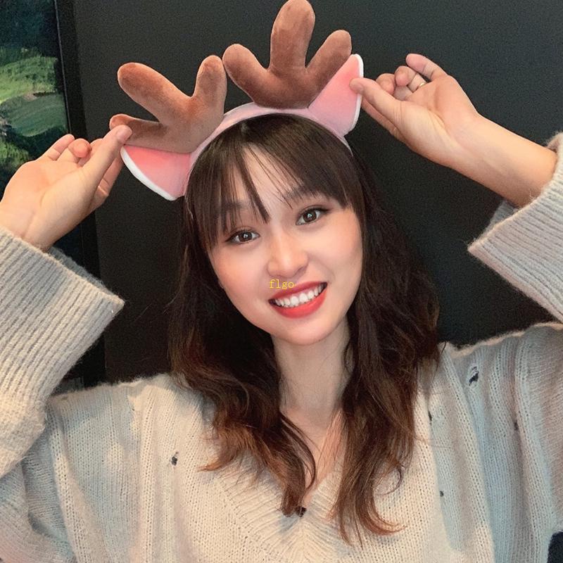 Flgo Băng Đô Cài Tóc Rửa Mặt Hình Tai Hươu Hoạt Hình Dễ Thương