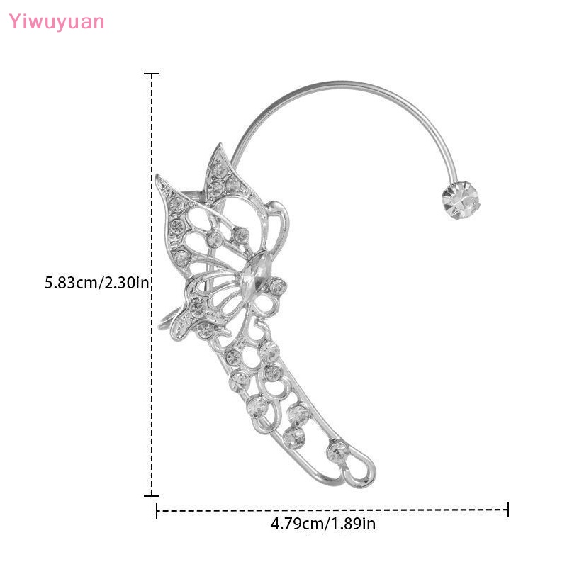 < Yiwuyuan > Khuyên Kẹp Vành Tai Hình Bướm Đính Đá Zircon Lấp Lánh Trong Suốt Thời Trang Dự Tiệc Mới Dành Cho Nữ