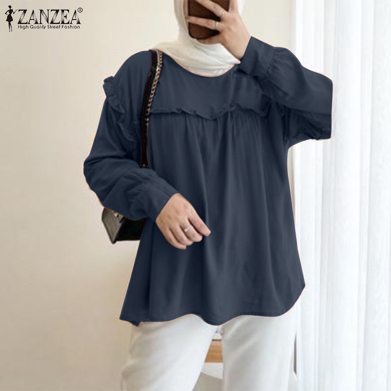 Zanzea Áo Nữ Dài Tay Cổ Tròn Thời Trang Hồi Giáo