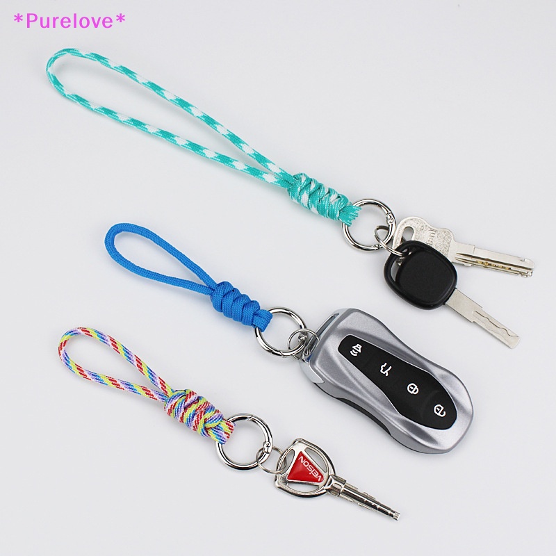 Móc Khóa Dây Thừng Bện Ngắn Màu Sắc Chất Lượng Cao Chống Mất Tích Hợp Móc Khóa Xe Hơi Mới