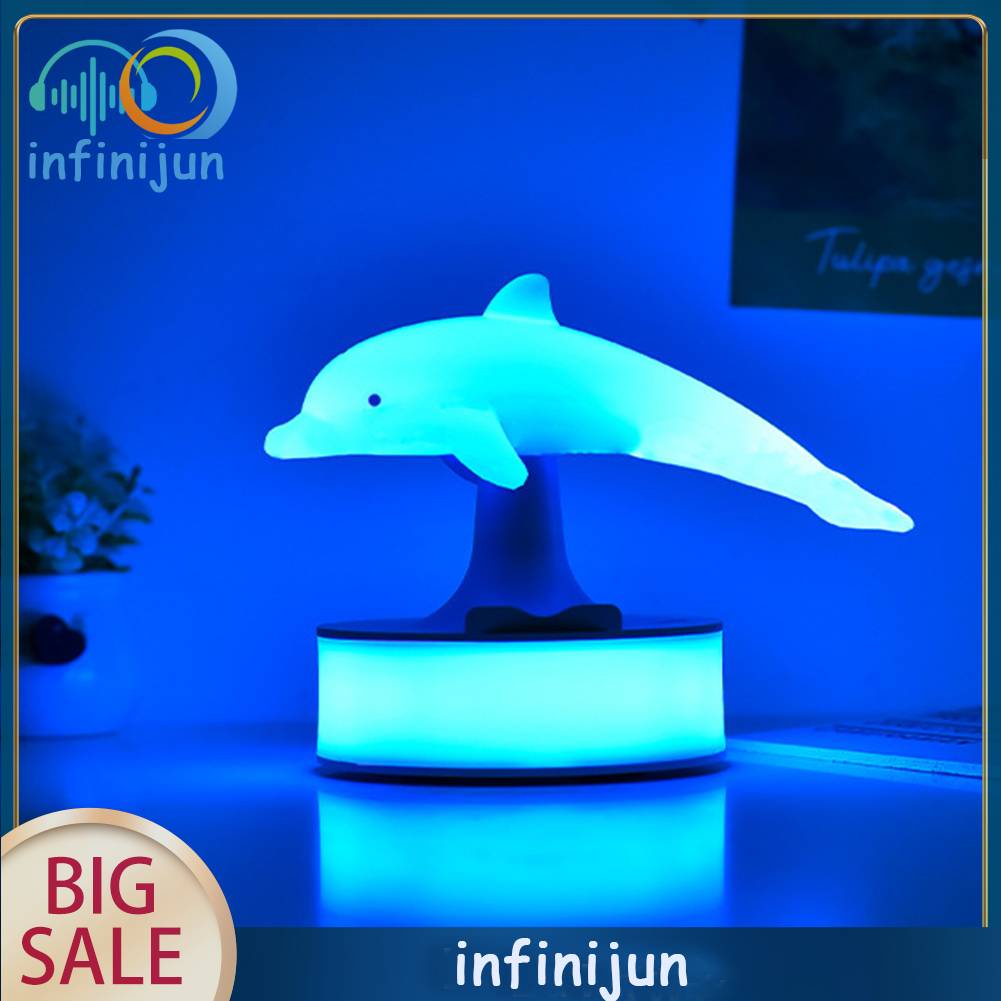 Đèn Ngủ Hình Cá Heo 3D Không Dây Điều Khiển Cảm Ứng