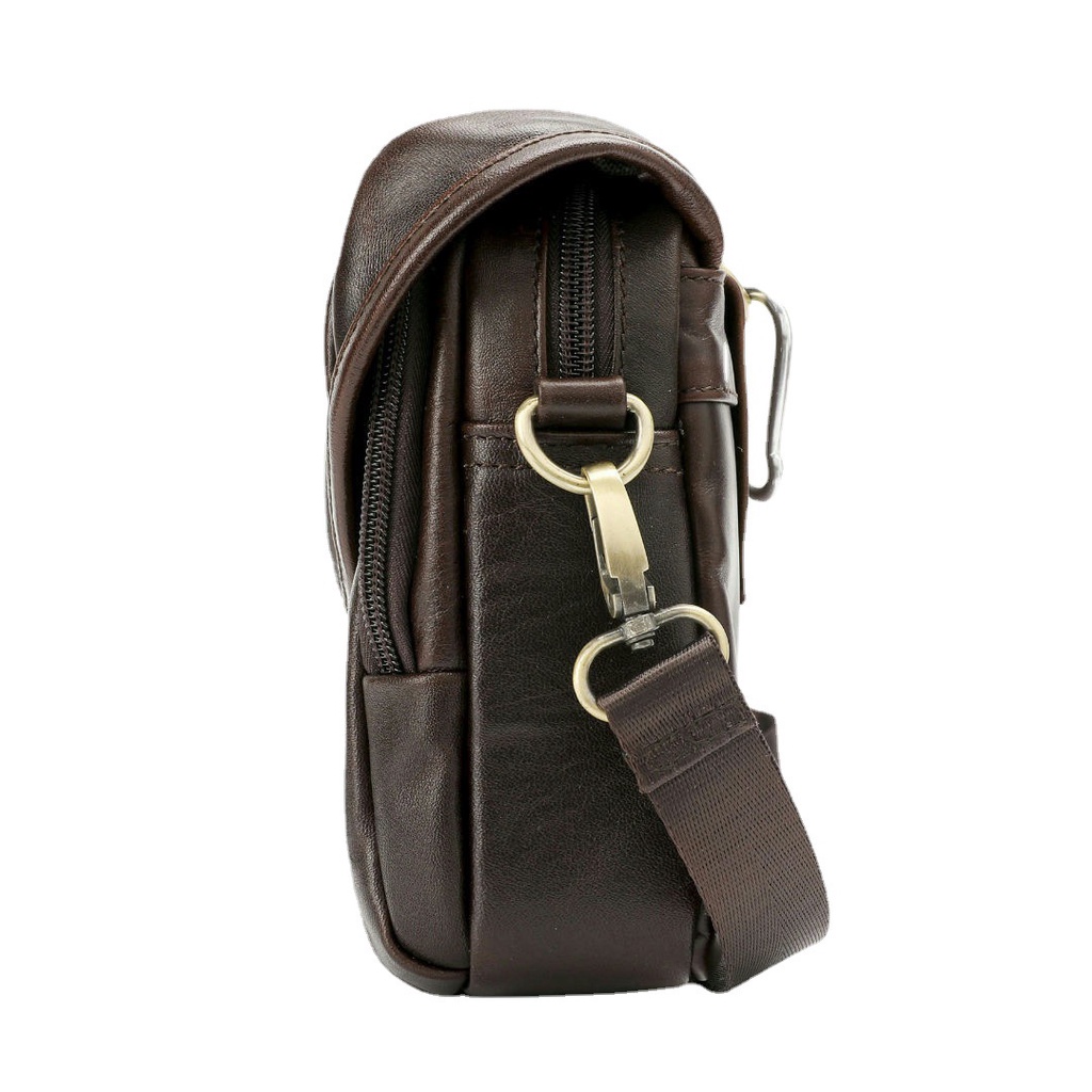 Túi đeo chéo nam DA BÒ SÁP thật  để điện thoại phong cách mới DCN9279 BEE GEE