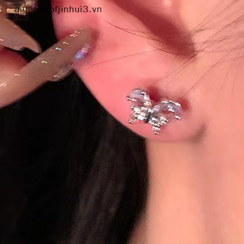 Set 4 Khuyên Tai Thả Sụn Tai Hình Bướm Đính Đá Pha Lê Sáng Tạo Thời Trang Cho Nữ